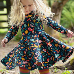 فروجي-كولون مزيج قطن عضوي مقلم بطبعة ملونة للبنات | Childrensalon Outlet