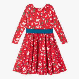 Frugi-Girls Red Christmas Dress | Childrensalon Outlet