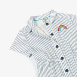 Frugi-Girls Striped Organic Cotton Romper | Childrensalon Outlet