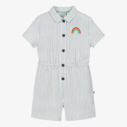 Frugi-Girls Striped Organic Cotton Romper | Childrensalon Outlet