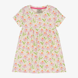Frugi-Girls White Cotton Floral Print Dress | Childrensalon Outlet