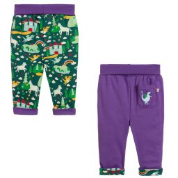 Frugi-بنطلون بوجهين قطن عضوي لون أخضر وبنفسجي | Childrensalon Outlet