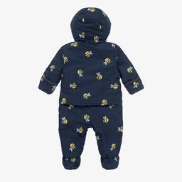 Frugi-Navy Blue & Yellow Bee 2-in-1 Pramsuit | Childrensalon Outlet