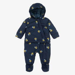 Frugi-Navy Blue & Yellow Bee 2-in-1 Pramsuit | Childrensalon Outlet