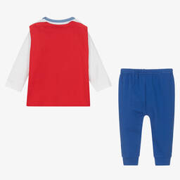 FS Baby-Baby Boys Blue Cotton Cat Trousers Set | Childrensalon Outlet