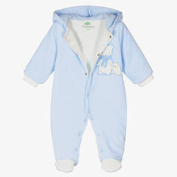 FS Baby-Baby Boys Blue Cotton Pramsuit | Childrensalon Outlet