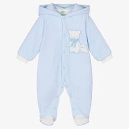 FS Baby-Baby Boys Blue Cotton Pramsuit | Childrensalon Outlet