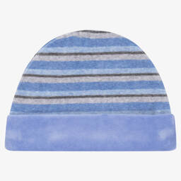 FS Baby-Baby Boys Blue Striped Cotton Velour Hat | Childrensalon Outlet