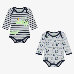 FS Baby-Baby Boys Grey Cotton Bodyvest (2 Pack) | Childrensalon Outlet