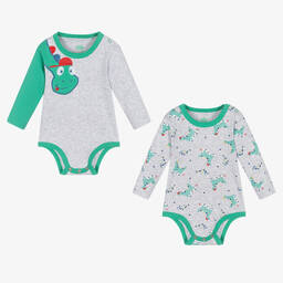 FS Baby-Baby Boys Grey & Green Bodyvest (2 Pack) | Childrensalon Outlet