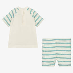 FS Baby-Baby Boys Ivory Cotton Fish Shorts Set | Childrensalon Outlet