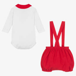 FS Baby-Baby Boys Red & White Cotton Shorts Set | Childrensalon Outlet