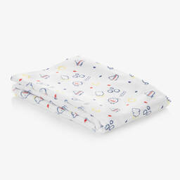 إف إس بيبي-Baby Boys White Printed Towel (128cm) | Childrensalon Outlet