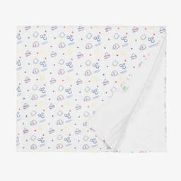 إف إس بيبي-Baby Boys White Printed Towel (128cm) | Childrensalon Outlet