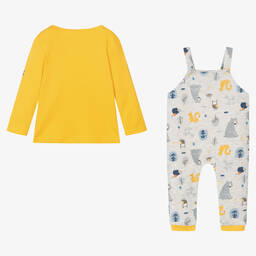 FS Baby-Baby Boys Yellow & Grey Dungaree Set | Childrensalon Outlet