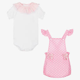 FS Baby-Baby Girls Cotton Dungaree Set | Childrensalon Outlet