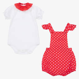 FS Baby-Baby Girls Cotton Dungaree Set | Childrensalon Outlet