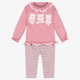 FS Baby-Baby Girls Pink Cotton Leggings Set | Childrensalon Outlet