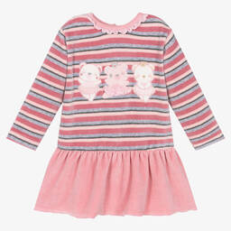 FS Baby-Baby Girls Pink Striped Velour Dress | Childrensalon Outlet