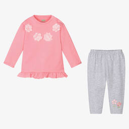 إف إس بيبي-Baby Girls Pink Top & Grey Leggings Set | Childrensalon Outlet
