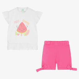 FS Baby-Baby Girls Pink & White Cotton Shorts Set | Childrensalon Outlet