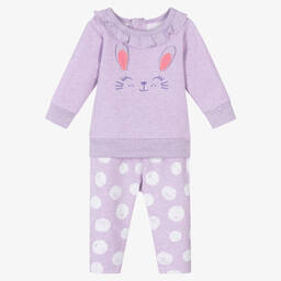 إف إس بيبي-Baby Girls Purple Cotton Trouser Set | Childrensalon Outlet