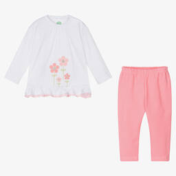 إف إس بيبي-Baby Girls White & Pink Leggings Set | Childrensalon Outlet