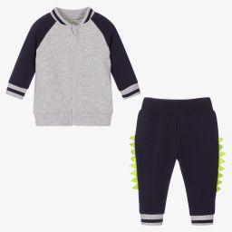 FS Baby-Blue & Grey Cotton Tracksuit | Childrensalon Outlet