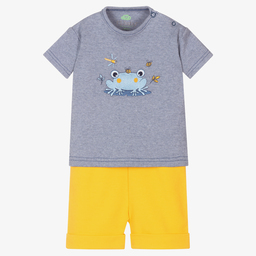 FS Baby-Blue & Yellow Baby Shorts Set | Childrensalon Outlet