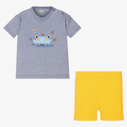 FS Baby-Blue & Yellow Baby Shorts Set | Childrensalon Outlet