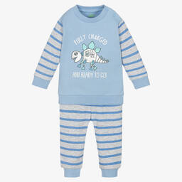 إف إس بيبي-Boys Blue Cotton Robot Dino Trouser Set | Childrensalon Outlet