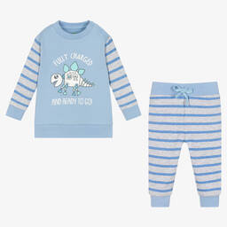 إف إس بيبي-Boys Blue Cotton Robot Dino Trouser Set | Childrensalon Outlet