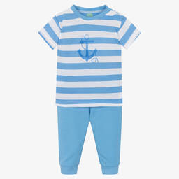 FS Baby-Boys Blue Cotton Trouser Set | Childrensalon Outlet