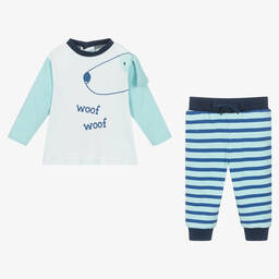 FS Baby-Boys Green & Blue Cotton Trouser Set | Childrensalon Outlet