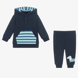 FS Baby-Boys Navy Blue Cotton Trouser Set | Childrensalon Outlet