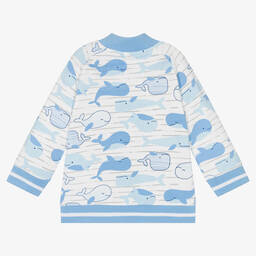 FS Baby-Boys White & Blue Whale Zip-Up Top | Childrensalon Outlet