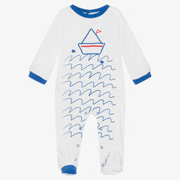 FS Baby-Boys White Cotton Babygrow | Childrensalon Outlet