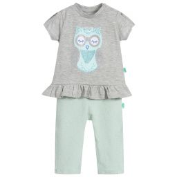 FS Baby-Girls Grey & Green Trouser Set | Childrensalon Outlet