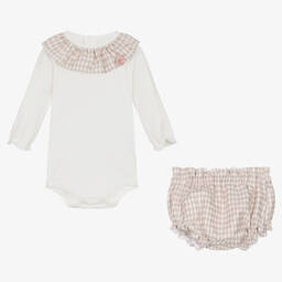 FS Baby-Girls Ivory Cotton Babysuit Set | Childrensalon Outlet