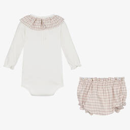 FS Baby-Girls Ivory Cotton Babysuit Set | Childrensalon Outlet