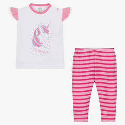 FS Baby-Girls Pink Cotton Unicorn Leggings Set | Childrensalon Outlet