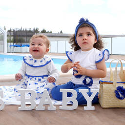 FS Baby-Girls White & Blue Leggings Set | Childrensalon Outlet