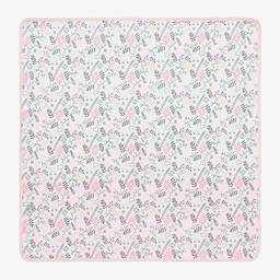 FS Baby-Girls White & Pink Cotton Blanket (80cm) | Childrensalon Outlet