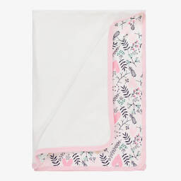 FS Baby-Girls White & Pink Cotton Blanket (80cm) | Childrensalon Outlet