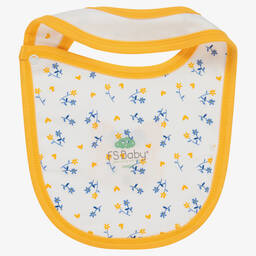 FS Baby-Girls White & Yellow Organic Cotton Bib | Childrensalon Outlet