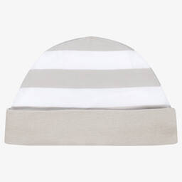FS Baby-Grey & White Striped Cotton Baby Hat | Childrensalon Outlet