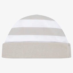 FS Baby-Grey & White Striped Cotton Baby Hat | Childrensalon Outlet