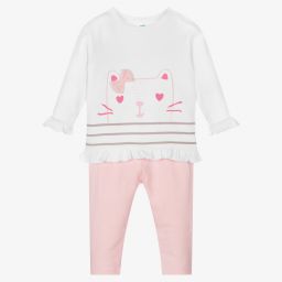 إف إس بيبي-Pink & White Baby Leggings Set | Childrensalon Outlet
