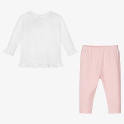 إف إس بيبي-Pink & White Baby Leggings Set | Childrensalon Outlet