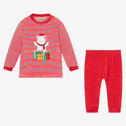 FS Baby-Red Cotton Velour Festive Trouser Set | Childrensalon Outlet